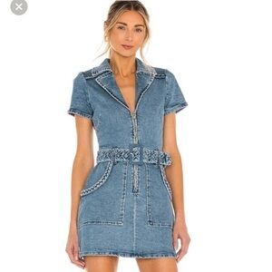 Show Me Your MuMu Blue Mini Dress with Woven Belt